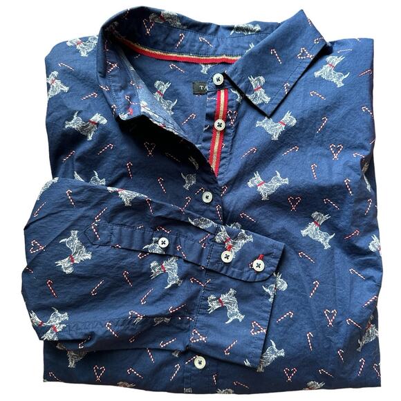 Talbots CLASSIC COTTON SHIRT - SWEET DOG, Scottie dogs & candy canes size medium - Picture 13 of 13